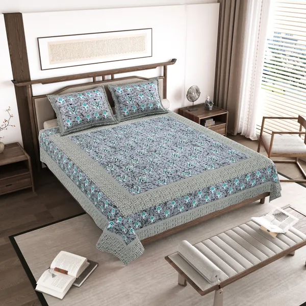 Blue_Cotton__Bedsheet_For_Home_And_Decor_100_X_108_Inch