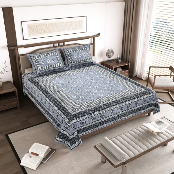 Grey__Cotton__Bedsheet_For_Home_And_Decor_100_X_108_Inch