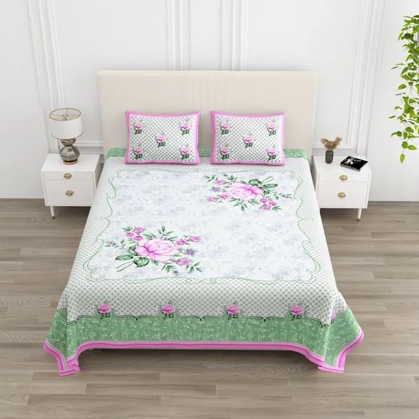 Green_Cotton__Bedsheet_For_Home_And_Decor_100_X_108_Inch