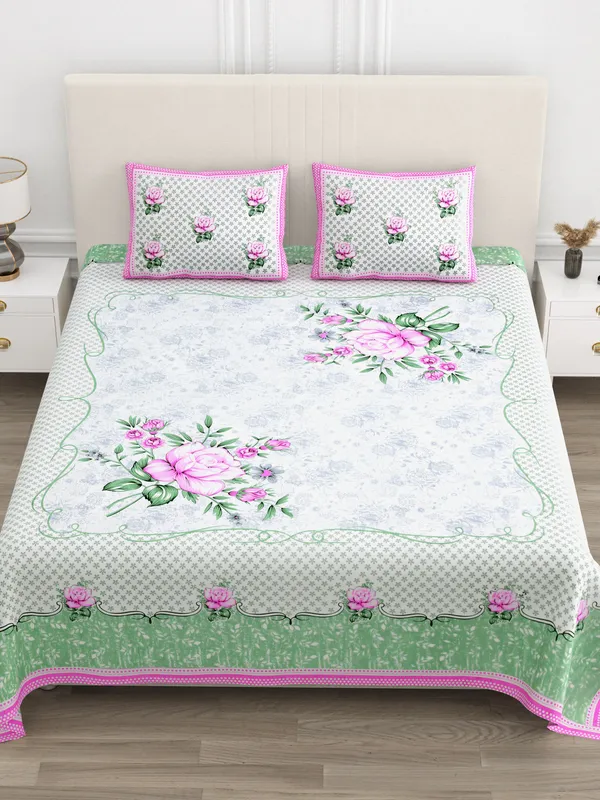 Green_Cotton__Bedsheet_For_Home_And_Decor_100_X_108_Inch