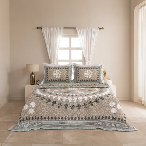 Cream_Cotton__Bedsheet_For_Home_And_Decor_100_X_108_Inch