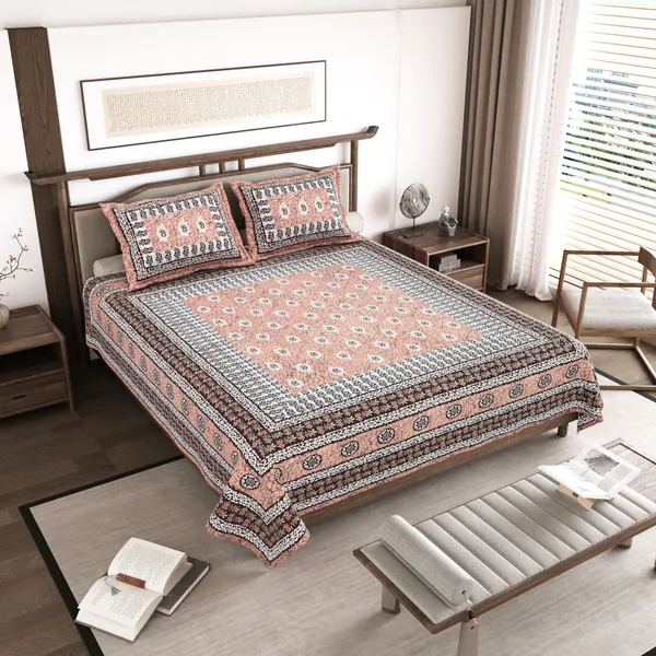 Orange_Cotton__Bedsheet_For_Home_And_Decor_100_X_108_Inch