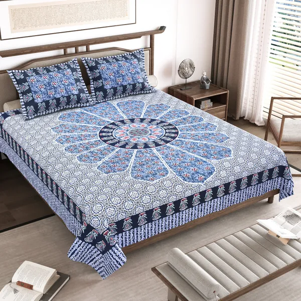 Blue_Cotton__Bedsheet_For_Home_And_Decor_100_X_108_Inch