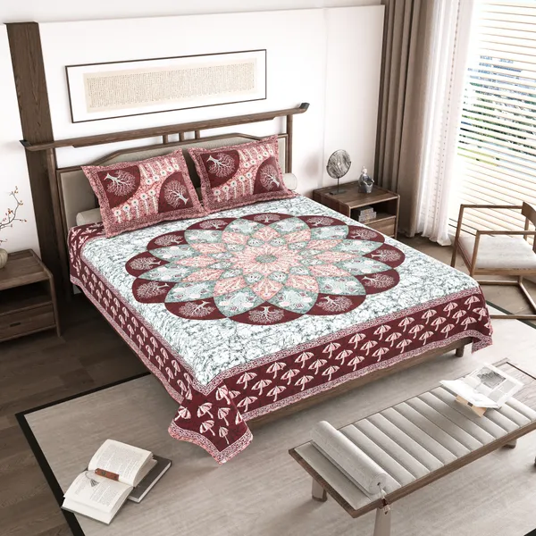 Red_Cotton__Bedsheet_For_Home_And_Decor_100_X_108_Inch