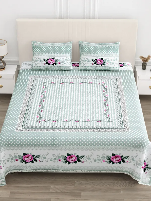 Green_Cotton__Bedsheet_For_Home_And_Decor_100_X_108_Inch