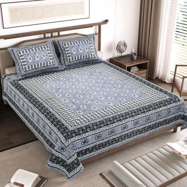 Grey__Cotton__Bedsheet_For_Home_And_Decor_100_X_108_Inch