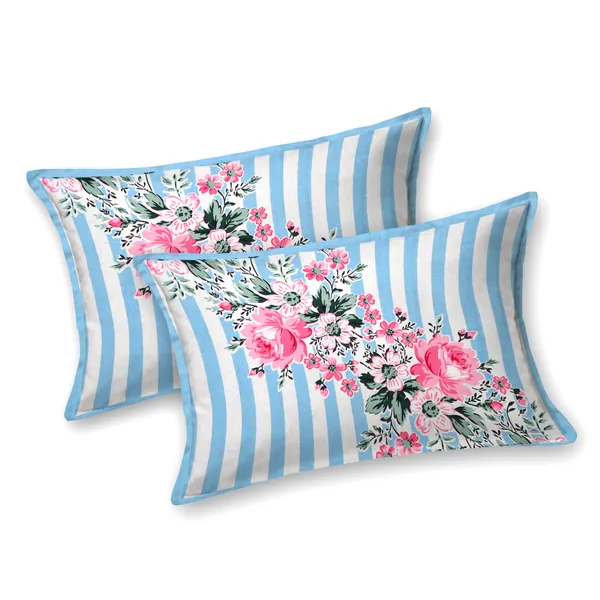 Sky_Blue_And_Pink_Cotton__Bedsheet_For_Home_And_Decor_100_X_108_Inch