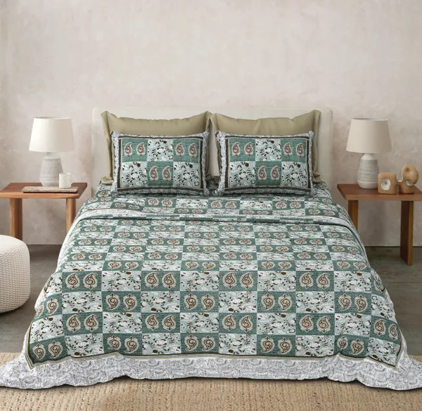 Green_Cotton__Bedsheet_For_Home_And_Decor_100_X_108_Inch