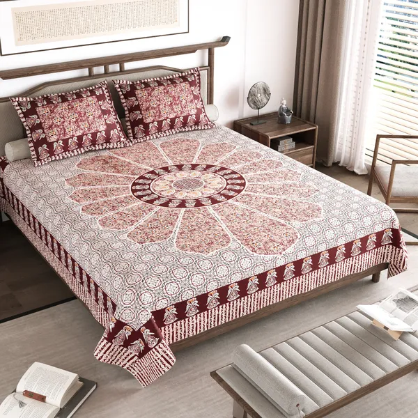 Orange_Cotton__Bedsheet_For_Home_And_Decor_100_X_108_Inch