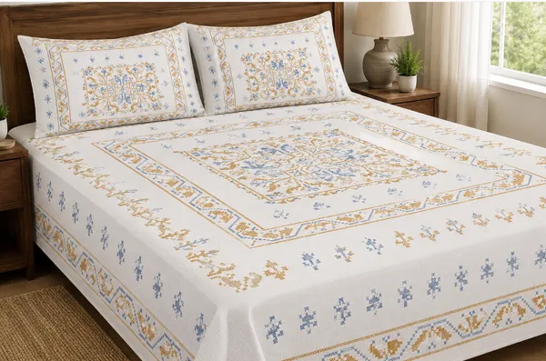 Mustard_Cotton_Feel_Floral_Embroidery_Pillow_Cover_100_X_108_Inch