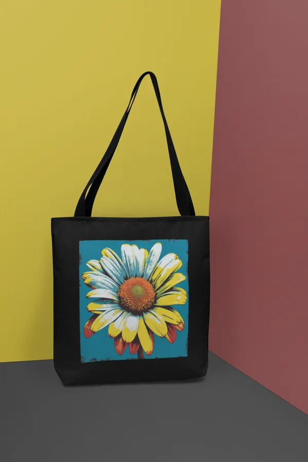 Vibrant_Floral_Daisy_Print_Tote_Bag_-_Black_Canvas_Shoulder_Bag