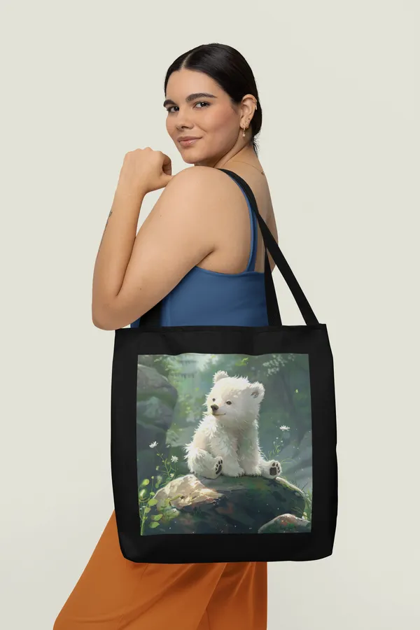 Cute_White_Bear_Tote_Bag_with_Nature_Art_Print