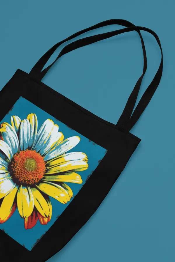 Vibrant_Floral_Daisy_Print_Tote_Bag_-_Black_Canvas_Shoulder_Bag