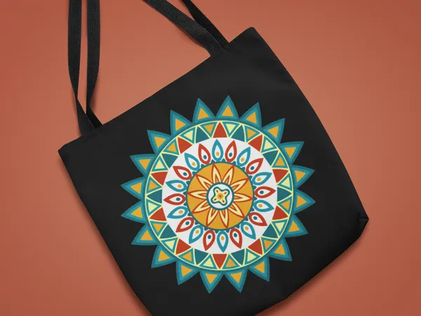 Black_Tote_Bag_with_Colorful_Mandala_Design