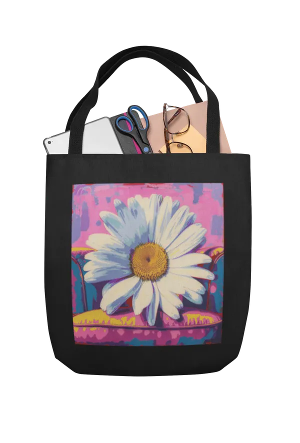 Black_Tote_Bag_with_Vibrant_Daisy_Flower_Print
