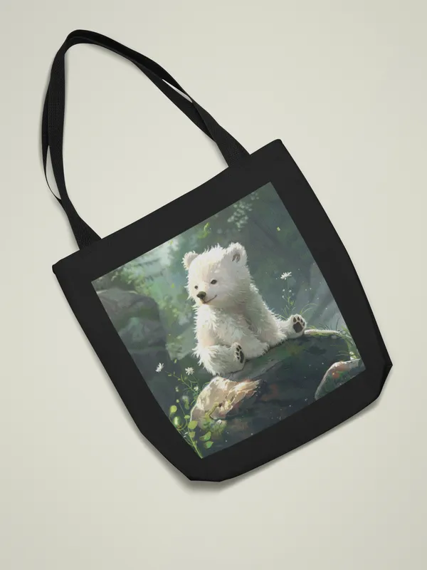 Cute_White_Bear_Tote_Bag_with_Nature_Art_Print