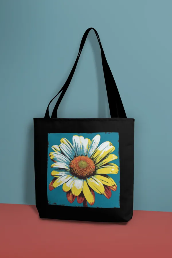Vibrant_Floral_Daisy_Print_Tote_Bag_-_Black_Canvas_Shoulder_Bag