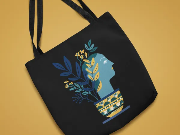 Artistic_Silhouette_Tote_Bag_-_Blue_Botanical_Print