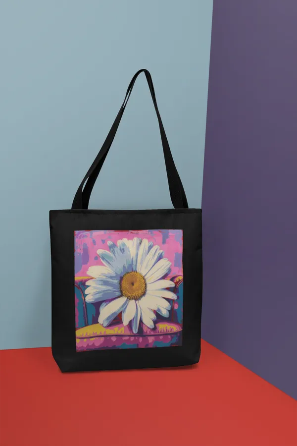 Black_Tote_Bag_with_Vibrant_Daisy_Flower_Print