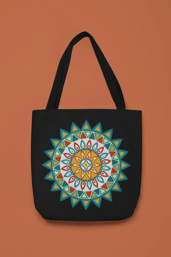 Black_Tote_Bag_with_Colorful_Mandala_Design