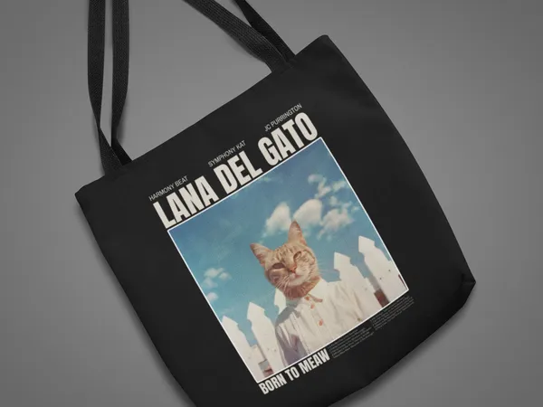 Lana_Del_Gato_Born_to_Meow_Black_Tote_Bag