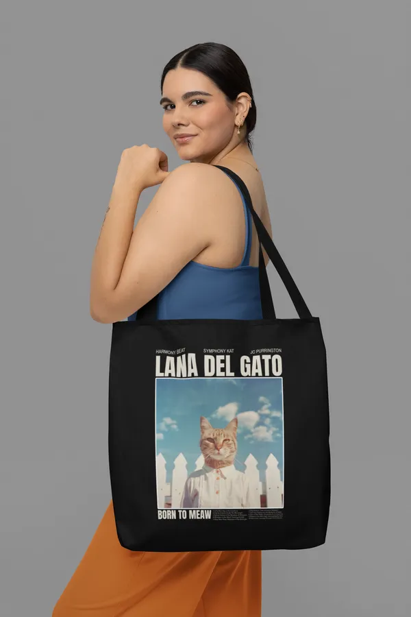 Lana_Del_Gato_Born_to_Meow_Black_Tote_Bag