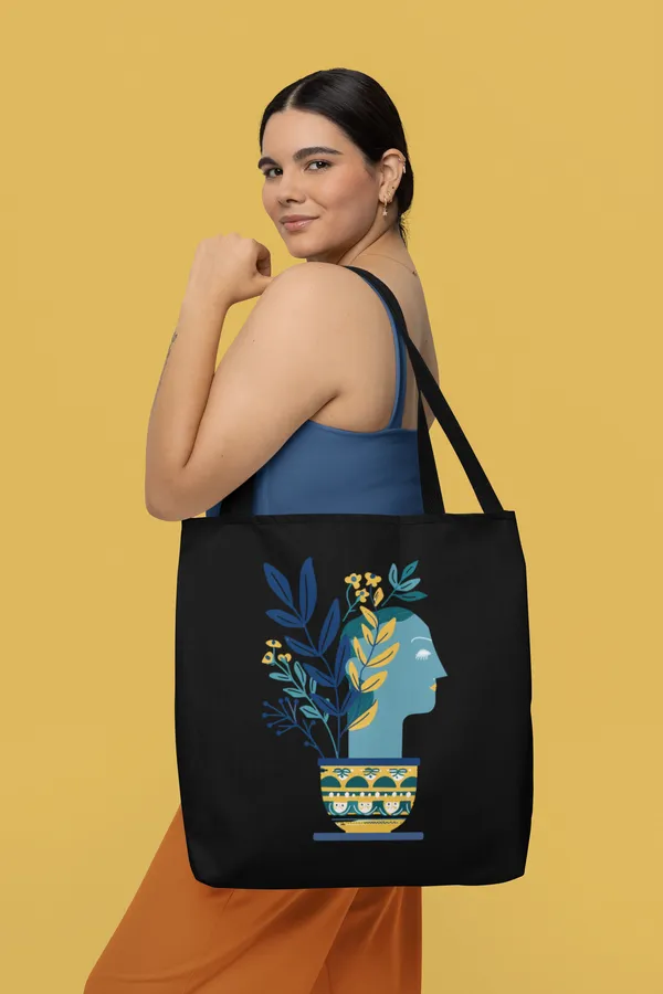 Artistic_Silhouette_Tote_Bag_-_Blue_Botanical_Print