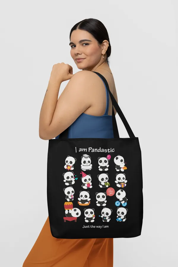 Pandastic_Black_Tote_Bag_with_Multiple_Cute_Panda_Designs