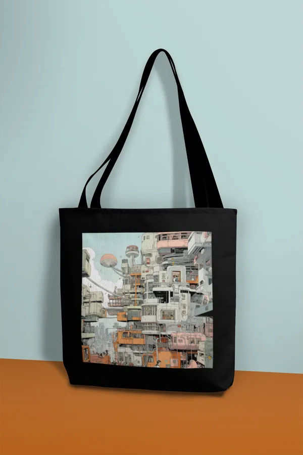 Futuristic_Cityscape_Tote_Bag_-_Black_Canvas_with_Artistic_Print