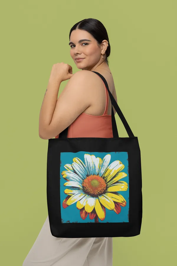 Vibrant_Floral_Daisy_Print_Tote_Bag_-_Black_Canvas_Shoulder_Bag
