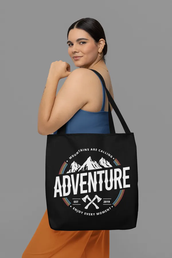 Adventure_Mountains_Are_Calling_Black_Tote_Bag