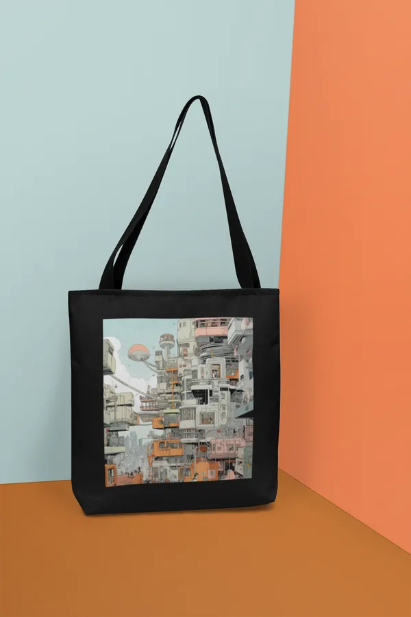 Futuristic_Cityscape_Tote_Bag_-_Black_Canvas_with_Artistic_Print