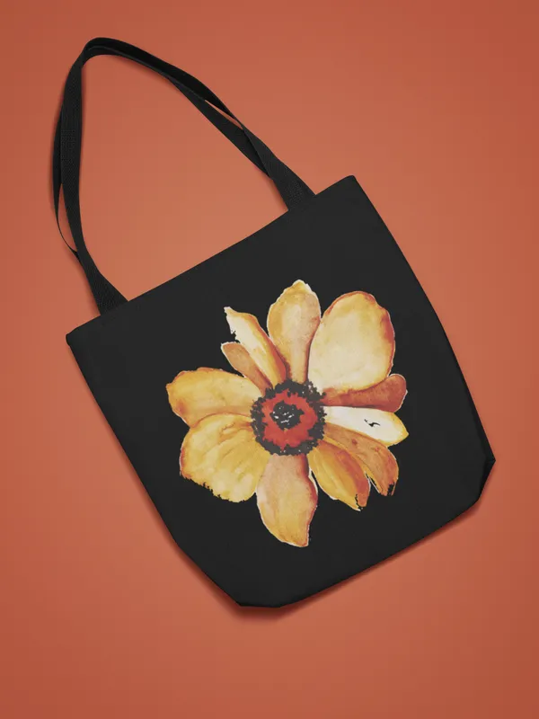 Hand-Painted_Yellow_Flower_Black_Canvas_Tote_Bag