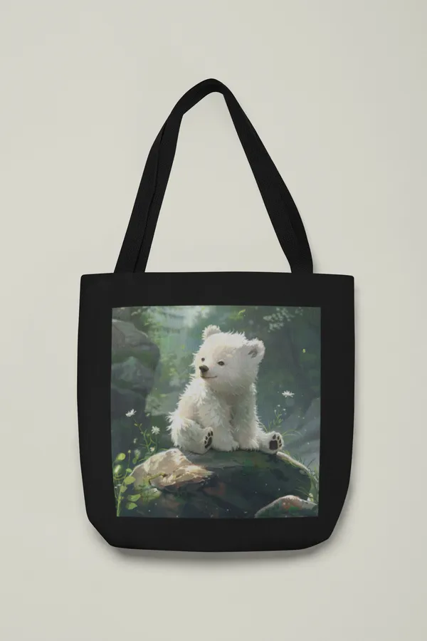 Cute_White_Bear_Tote_Bag_with_Nature_Art_Print