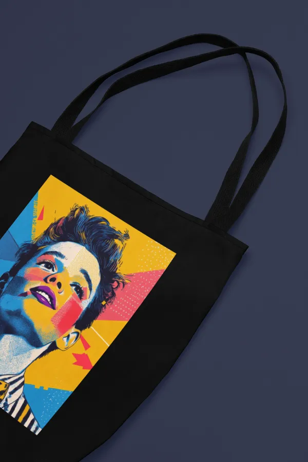 Pop_Art_Portrait_Tote_Bag_-_Black_Canvas_Shoulder_Bag_with_Colorful_Artistic_Print
