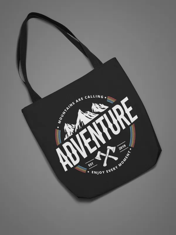 Adventure_Mountains_Are_Calling_Black_Tote_Bag