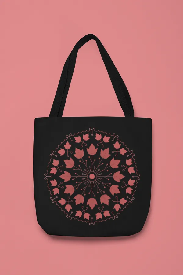 Black_Cotton_Canvas_Tote_Bag_with_Pink_Floral_Mandala_Print