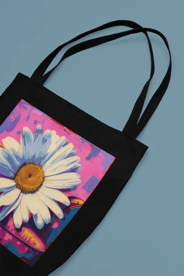 Black_Tote_Bag_with_Vibrant_Daisy_Flower_Print