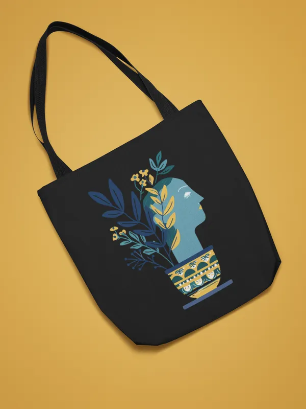 Artistic_Silhouette_Tote_Bag_-_Blue_Botanical_Print