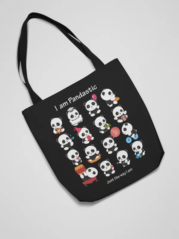 Pandastic_Black_Tote_Bag_with_Multiple_Cute_Panda_Designs