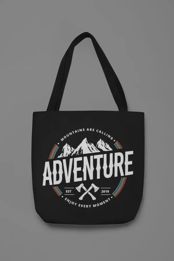 Adventure_Mountains_Are_Calling_Black_Tote_Bag