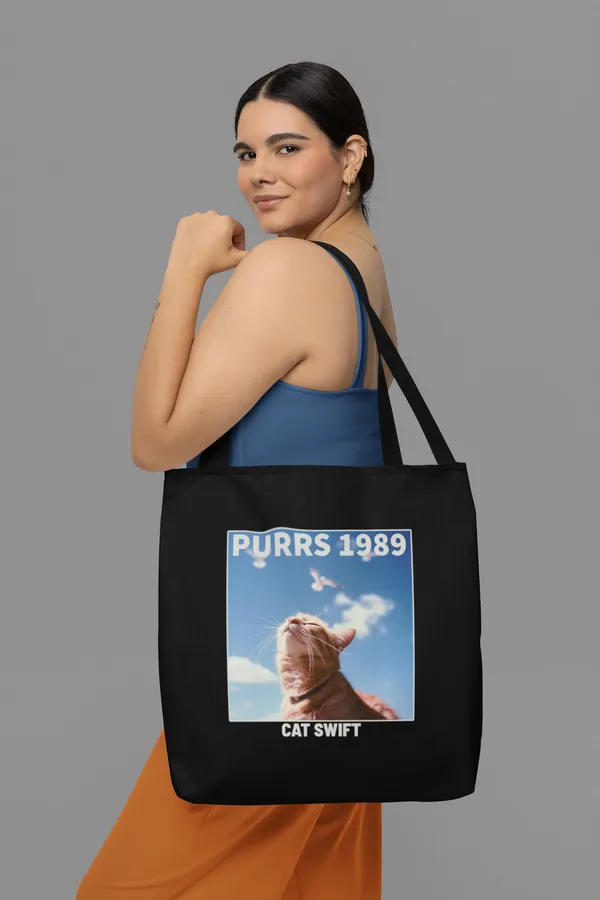 Cat_Swift_'Purrs_1989'_Black_Tote_Bag