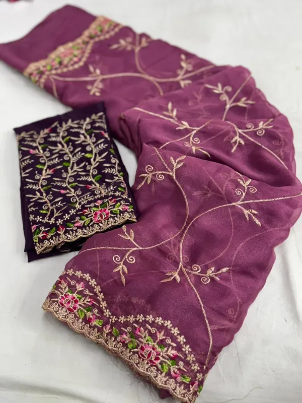 Purple_Embroidered_Organza_Saree_With_Designer_Blouse