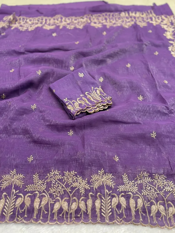 Purple_Embroidered_Silk_Saree_With_Golden_Zari_Work_And_Blouse_Piece