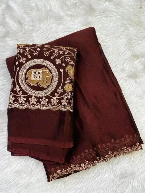 Maroon_Embroidered_Saree_With_Designer_Blouse_Piece