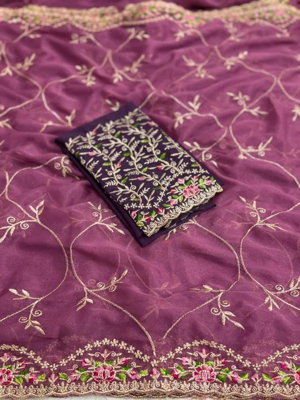 Purple_Embroidered_Organza_Saree_With_Designer_Blouse