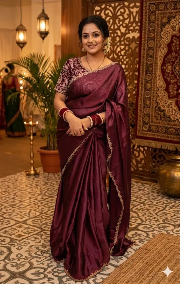 Maroon_Embroidered_Saree_With_Designer_Blouse_Piece