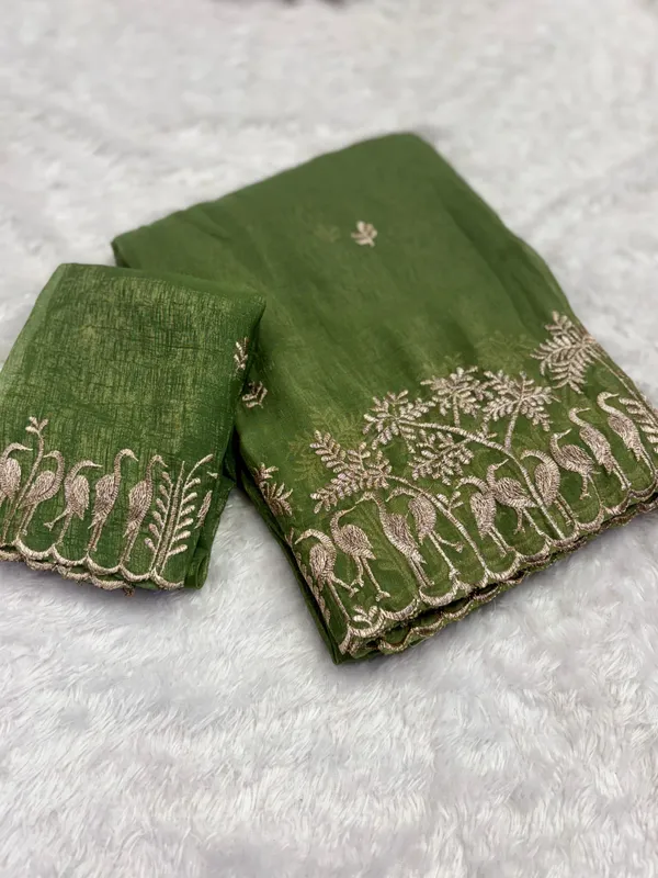 Green_Embroidered_Organza_Saree_With_Blouse