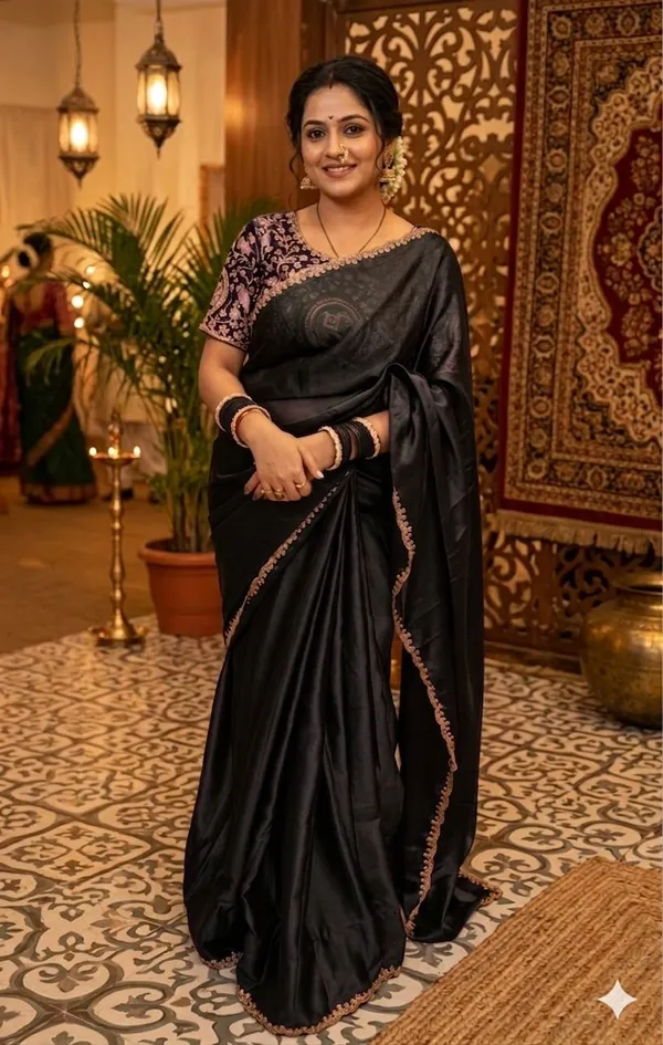 Black_Silk_Saree_With_Golden_Embroidered_Elephant_Motif_Blouse