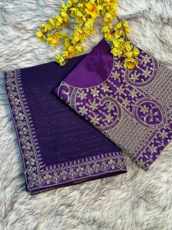 Purple_Embroidered_Saree_With_Designer_Blouse